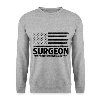 Amerikanische Flagge Chirurg Patriot Surgery Chirurgische Doku - Unisex Pullover - Weißgrau meliert - Vorne - Alina (178cm) & Michal (187cm)