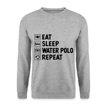 Essen Schlaf Wasserball Wiederholung Aquatic Polo Spieler - Unisex Pullover - Weißgrau meliert - Vorne - Alina (178cm) & Michal (187cm)