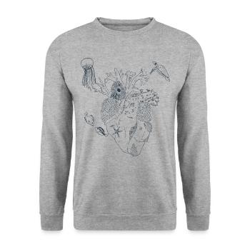 Heart of the Sea (Lineart) - Unisex Sweatshirt - salt & pepper - Front - Alina (178cm) & Michal (187cm)