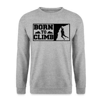 Born To Climb Kletter Boulder Shirt - Unisex Pullover - Weißgrau meliert - Vorne - Alina (178cm) & Michal (187cm)