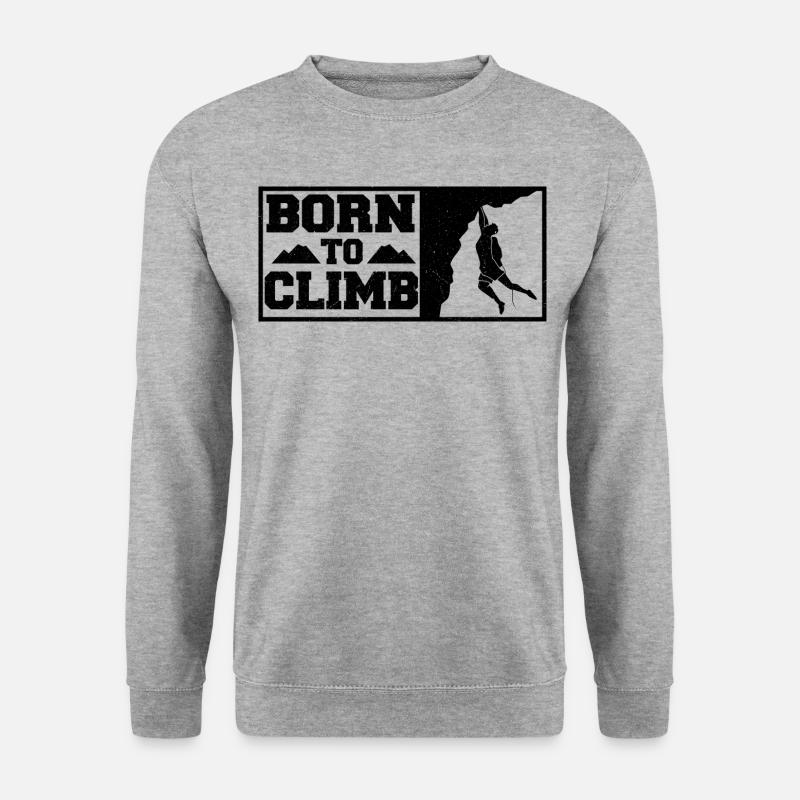 Born To Climb Kletter Boulder Shirt - Unisex Pullover - Weißgrau meliert