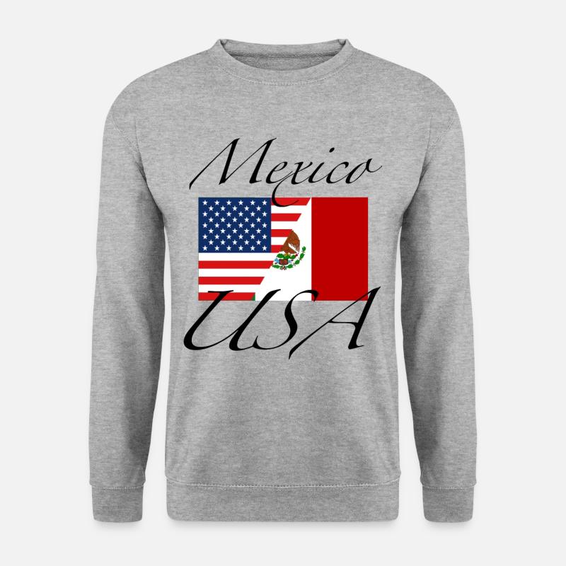 Mexiko USA Flagge - Unisex Pullover - Weißgrau meliert
