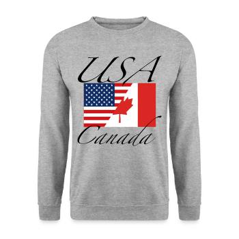 USA Canada flag - Unisex Sweatshirt - salt & pepper - Front - Alina (178cm) & Michal (187cm)