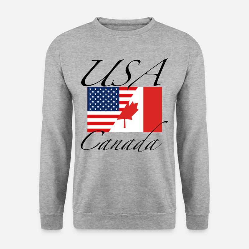 USA Kanada Flagge - Unisex Pullover - Weißgrau meliert