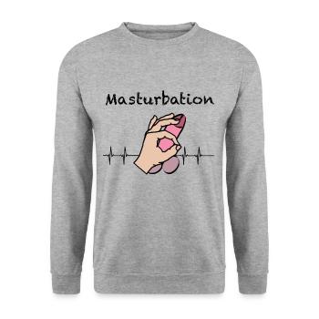 Masturbation Homme drôle se branle sperme Sexe Renard - Sweat-shirt Unisexe - gris chiné - Devant - Alina (178cm) & Michal (187cm)