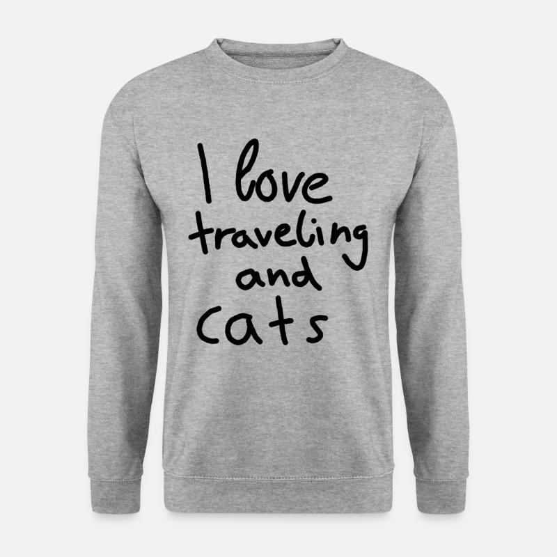 Liebe Katze und Urlaub - Unisex Pullover - Weißgrau meliert