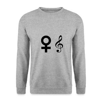 Frau Musik Singen - Unisex Pullover - Weißgrau meliert - Vorne - Alina (178cm) & Michal (187cm)