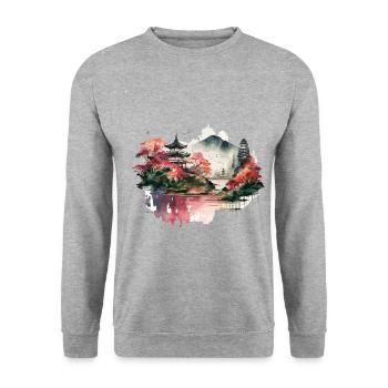 Mountain - Unisex Sweatshirt - salt & pepper - Front - Alina (178cm) & Michal (187cm)