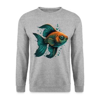 Fischauge - Unisex Pullover - Weißgrau meliert - Vorne - Alina (178cm) & Michal (187cm)