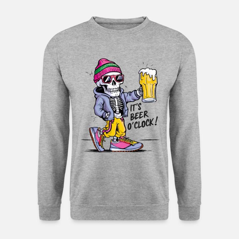 It's beer o'clock Funny Skeleton - Unisex Sweatshirt - salt & pepper