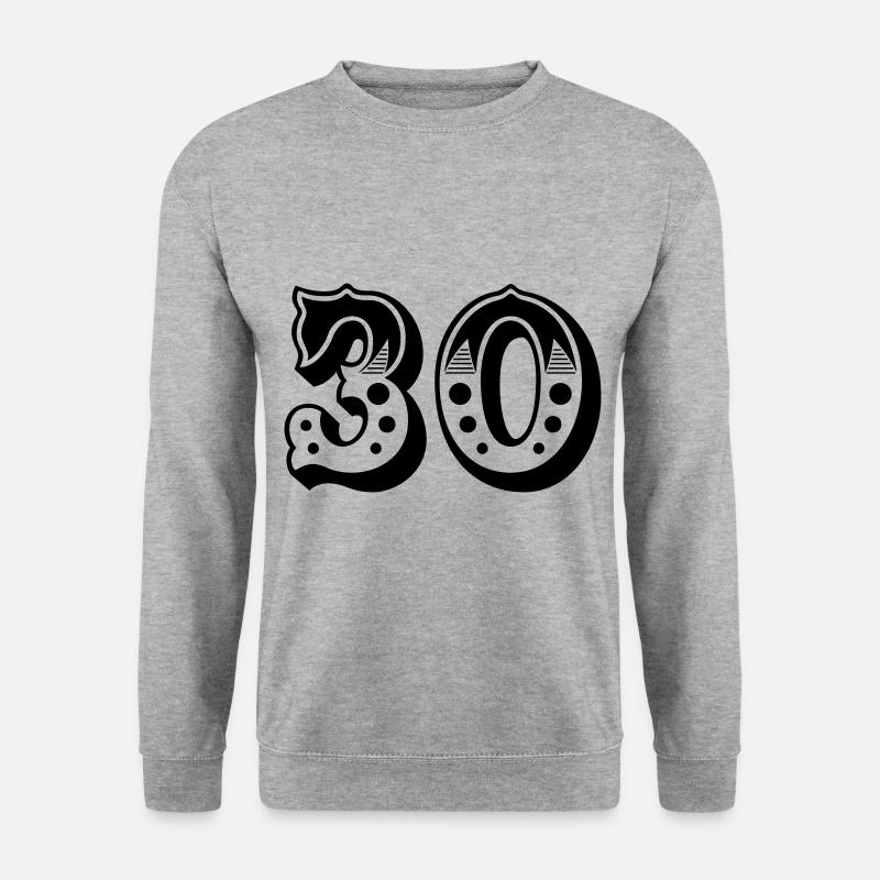 30 - Number - Number - Unisex Sweatshirt - salt & pepper