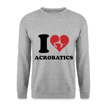 I Love Acrobatics Graphic Acrobat Gymnastics Gymna - Unisex Pullover - Weißgrau meliert - Vorne - Alina (178cm) & Michal (187cm)