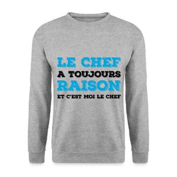 Cadeau Le Chef A Toujours Raison Chef D Atelier - Sweat-shirt Unisexe - gris chiné - Devant - Alina (178cm) & Michal (187cm)
