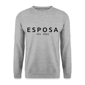 Esposa Est. 2023 Ehefrau wird Braut Paar Hochzeit - Unisex Pullover - Weißgrau meliert - Vorne - Alina (178cm) & Michal (187cm)
