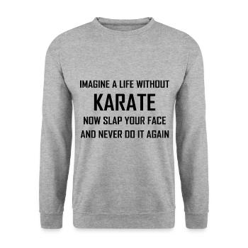 Imagine A Life Without Karate - Unisex Pullover - Weißgrau meliert - Vorne - Alina (178cm) & Michal (187cm)
