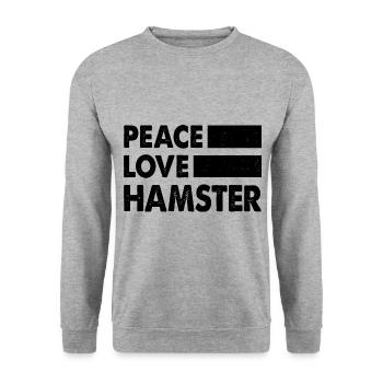 Peace Love Hamster Animal Owner Hamster Lover Pet - Unisex Pullover - Weißgrau meliert - Vorne - Alina (178cm) & Michal (187cm)
