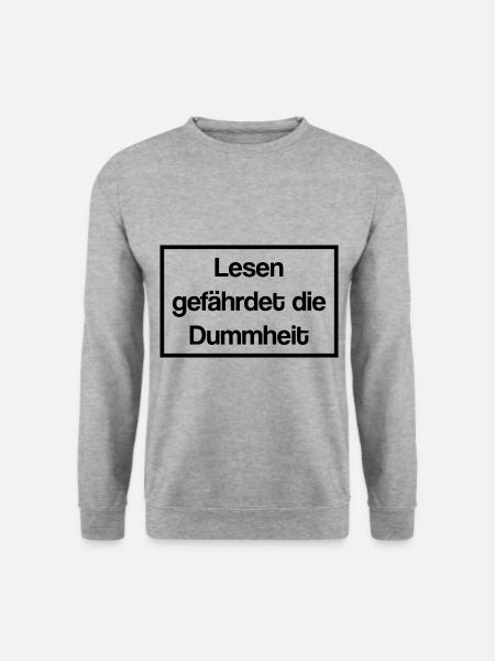 Lesen Gefährdet Die Dummheit Leser Bücherwurm Roma - Unisex Pullover - Weißgrau meliert