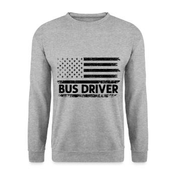 Amerikanische Flagge Busfahrer Patriot Schulbus - Unisex Pullover - Weißgrau meliert - Vorne - Alina (178cm) & Michal (187cm)