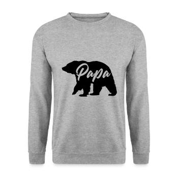 Vatertagsgeschenk Papa Vatertag Bär - Unisex Pullover - Weißgrau meliert - Vorne - Alina (178cm) & Michal (187cm)