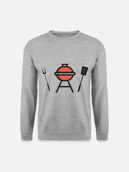Grill Icon Grillsaison - Unisex Pullover - Weißgrau meliert