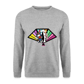 Japan Fan Unicorn Samurai Fantasy Kids Asia - Unisex Sweatshirt - salt & pepper - Front - Alina (178cm) & Michal (187cm)