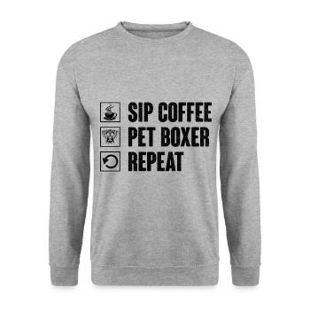 Siroter Café Pet Boxer Répéter Caffeine Lover Dog - Sweat-shirt Unisexe - gris chiné - Devant - Alina (178cm) & Michal (187cm)