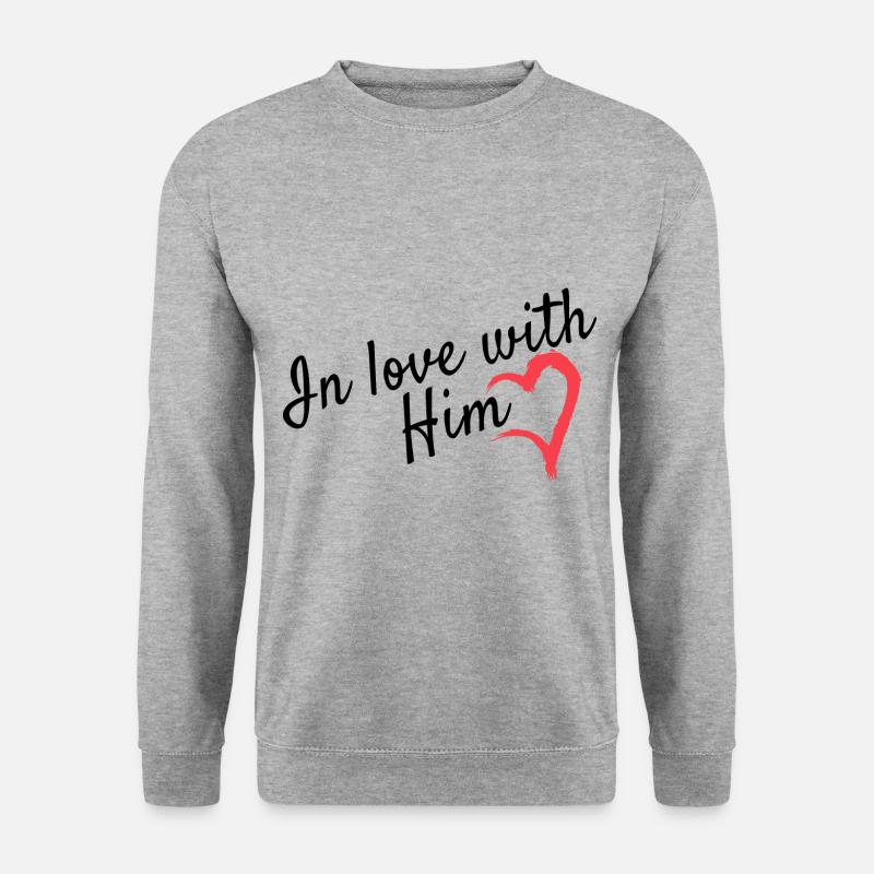 Liebe Partnerlook - Unisex Pullover - Weißgrau meliert
