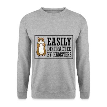 Easily Distracted By Hamsters Animal Lover Hamster - Unisex Pullover - Weißgrau meliert - Vorne - Alina (178cm) & Michal (187cm)