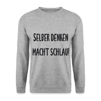 Lehrer - Selber denken macht schlau - Unisex Pullover - Weißgrau meliert - Vorne - Alina (178cm) & Michal (187cm)