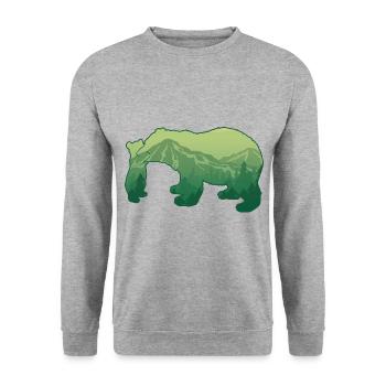 Bear And Cub Mountain Bear Animal Lover Gift - Unisex Sweatshirt - salt & pepper - Front - Alina (178cm) & Michal (187cm)