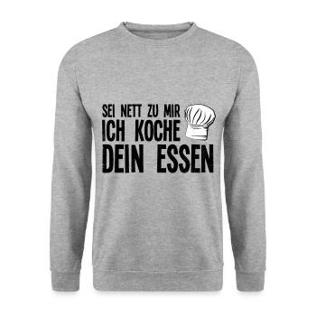 Koch Sei Nett Zu Mir Ich Koche Dein Essen Küchench - Unisex Pullover - Weißgrau meliert - Vorne - Alina (178cm) & Michal (187cm)