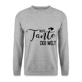 Beste Tante der Welt - Unisex Pullover - Weißgrau meliert - Vorne - Alina (178cm) & Michal (187cm)