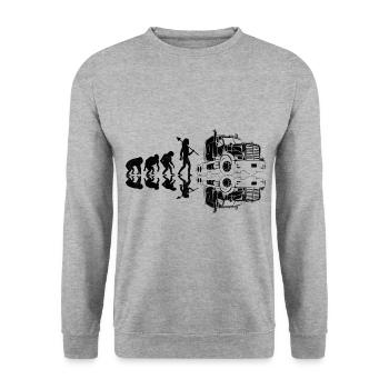 Trucker Evolution Conduire Papa Trucker Père Camion - Sweat-shirt Unisexe - gris chiné - Devant - Alina (178cm) & Michal (187cm)