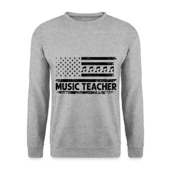 Music Teacher American Flag Patriot USA Musician T - Unisex Sweatshirt - salt & pepper - Front - Alina (178cm) & Michal (187cm)