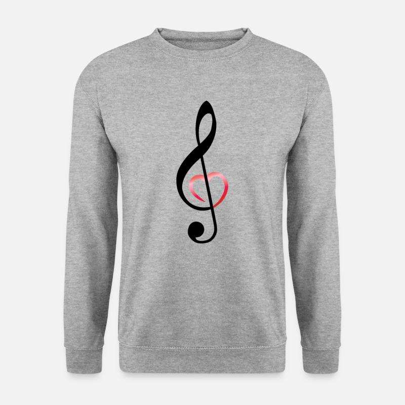 Musik Musiknote Notenschlüssel Musiker Herz - Unisex Pullover - Weißgrau meliert