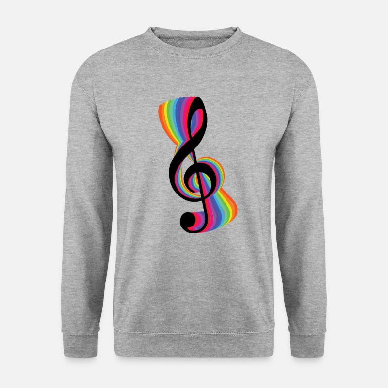Musik Musiknote Notenschlüssel Musiker Bunt - Unisex Pullover - Weißgrau meliert