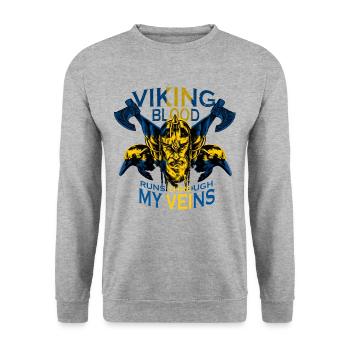 Viking Blood Sweden Viking Blood Swede - Unisex Sweatshirt - salt & pepper - Front - Alina (178cm) & Michal (187cm)