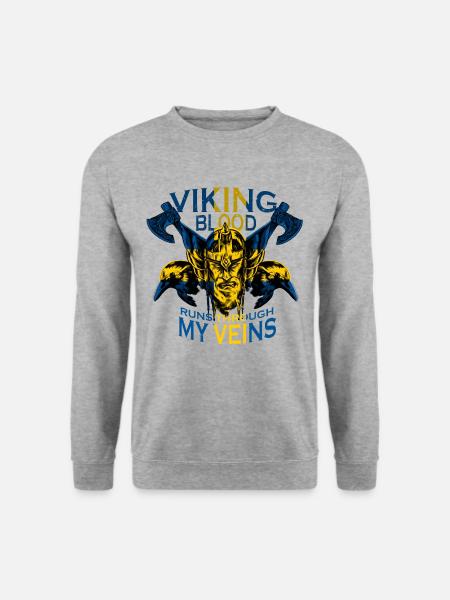 Wikinger Blut Schweden Viking Blood Schwede - Unisex Pullover - Weißgrau meliert