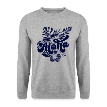 Aloha Hibiscus Hawaii - Unisex Pullover - Weißgrau meliert - Vorne - Alina (178cm) & Michal (187cm)