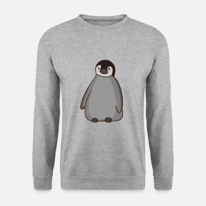 Süßes Niedliches Graues Pinguin Motif - Unisex Pullover - Weißgrau meliert