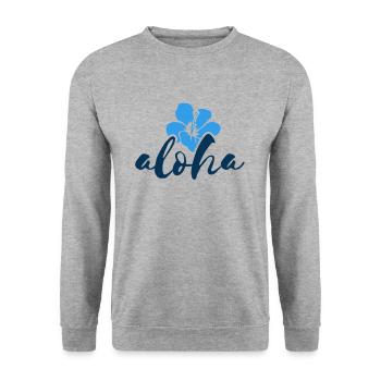 Aloha Hibiskus Hawaii - Unisex Pullover - Weißgrau meliert - Vorne - Alina (178cm) & Michal (187cm)