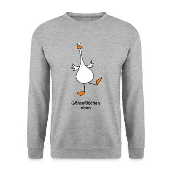 Gänsefüßchen oben - Unisex Pullover - Weißgrau meliert - Vorne - Alina (178cm) & Michal (187cm)