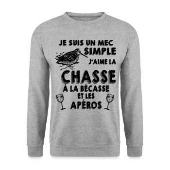 Chasseur de Bécasse Mec SImple Et Apéro - Sweat-shirt Unisexe - gris chiné - Devant - Alina (178cm) & Michal (187cm)