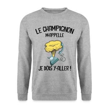 La girolles de téléphone cadeau drôle champignon - Sweat-shirt Unisexe - gris chiné - Devant - Alina (178cm) & Michal (187cm)