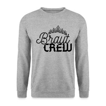 Braut CREW - JGA Premium Shop - Für die ganze CREW - Unisex Pullover - Weißgrau meliert - Vorne - Alina (178cm) & Michal (187cm)