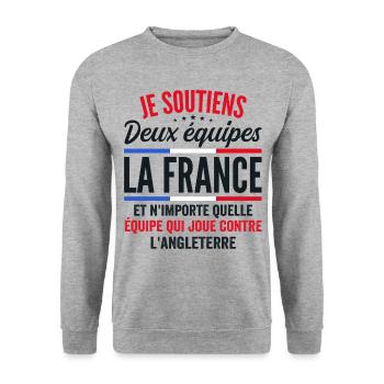 Je Soutiens Deux équipes la France - Sweat-shirt Unisexe - gris chiné - Devant - Alina (178cm) & Michal (187cm)