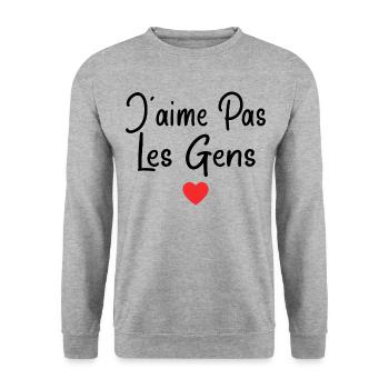 Humoristique adolescent Humour J'aime Pas Les Gens - Sweat-shirt Unisexe - gris chiné - Devant - Alina (178cm) & Michal (187cm)