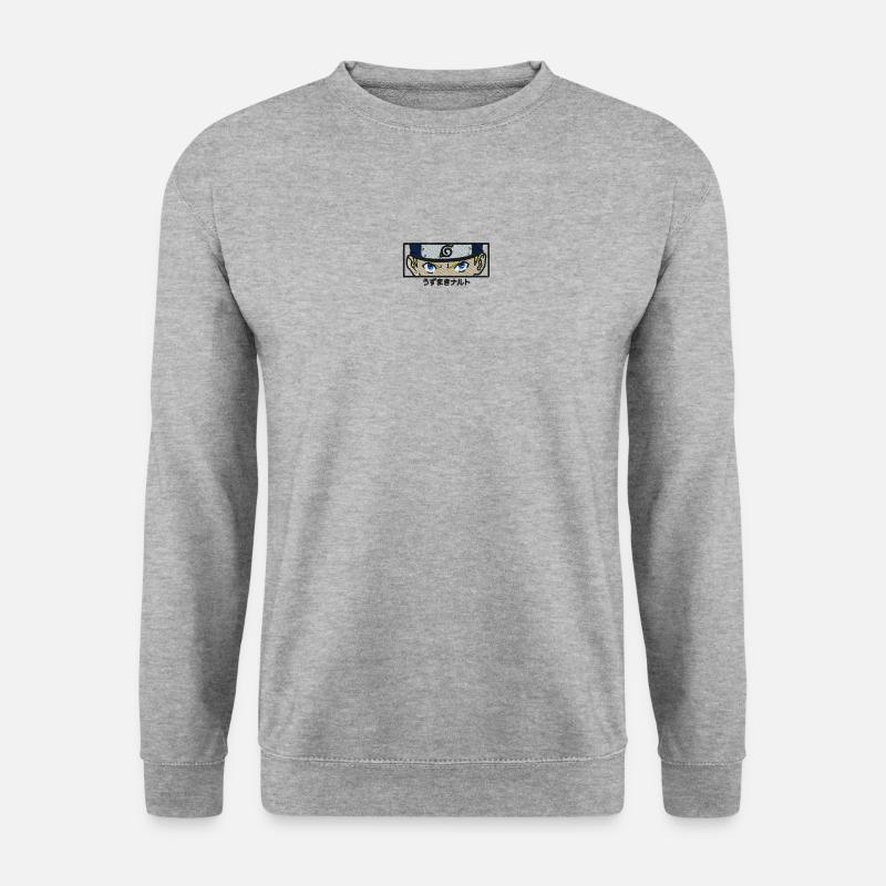 Naruto Augen Als Stickmotiv - Unisex Pullover - Weißgrau meliert