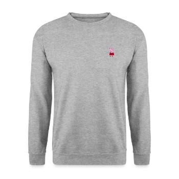 Peppa Wutz Brustdesign Stick - Unisex Pullover - Weißgrau meliert - Vorne - Alina (178cm) & Michal (187cm)