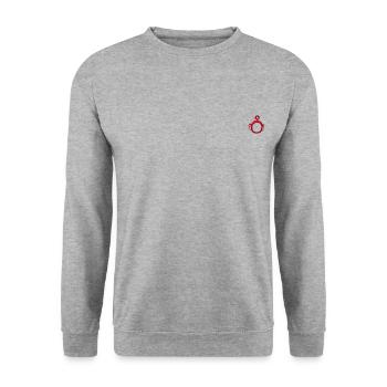 Teletubbies Po Als Stick-Design - Unisex Pullover - Weißgrau meliert - Vorne - Alina (178cm) & Michal (187cm)